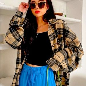 Sz small oversize shacket plaid shirt jacket